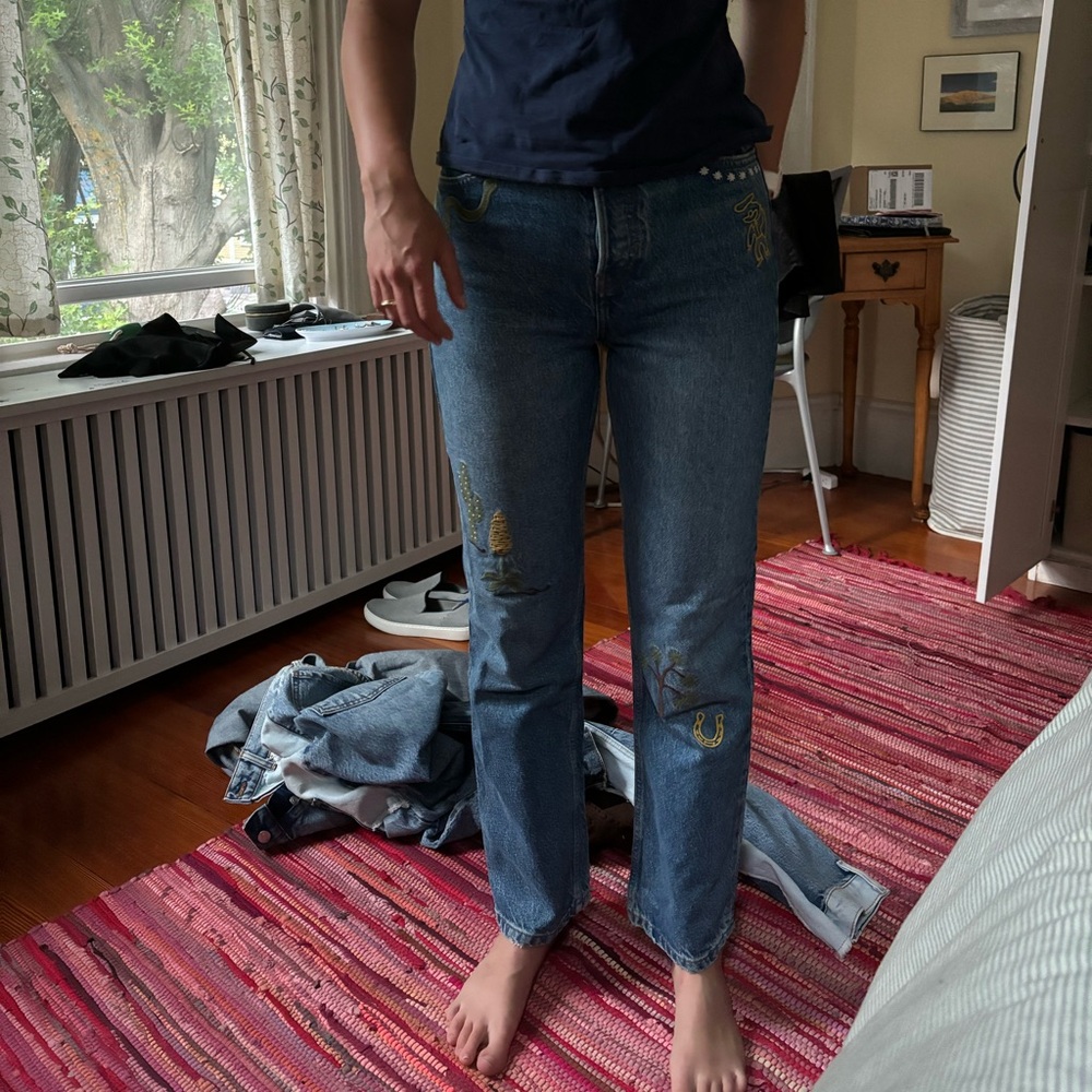 Reformation embroidered jeans